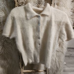 Angora rabbit fur Button down